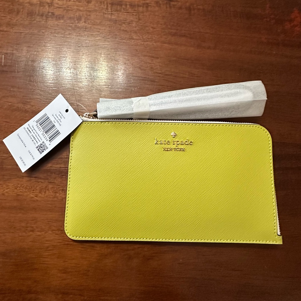 kate spade lime green zip wallet - Picture 3 of 8